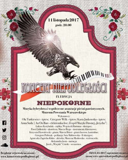 Plakat IX Koncert Niepodległości "Niepokorne" (2017)