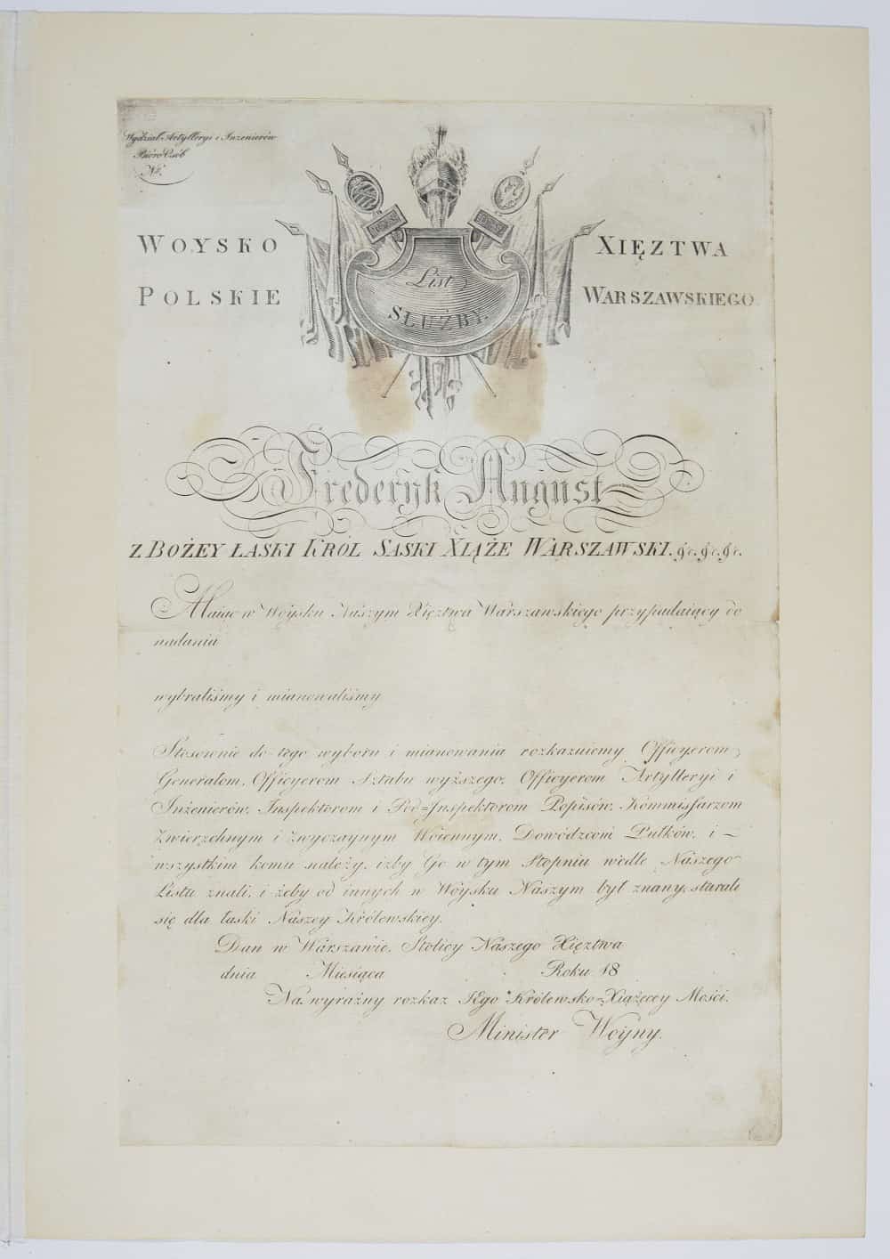 Wojsko Polskie Księstwa Warszawskiego - list służby (1807-15). Źródło: Polona