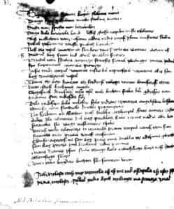 Skan rękopisu Bogurodzicy z 1408 roku przechowywany w Bibliotece Jagiellońskiej w Krakowie.
