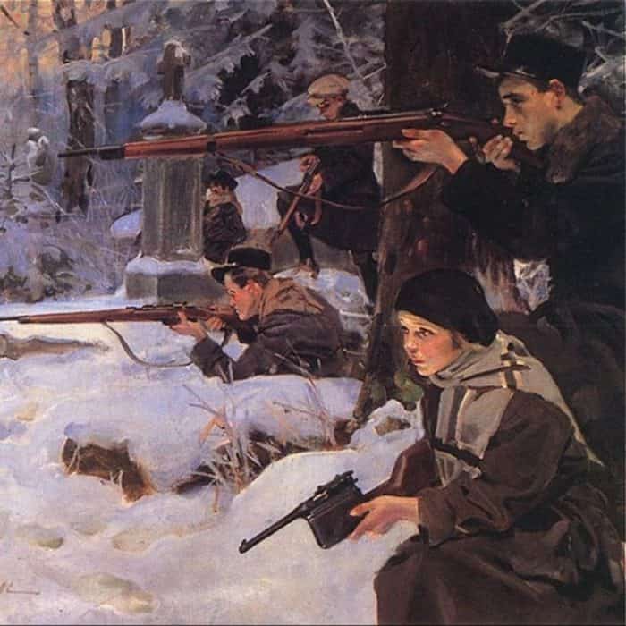 Orlątko ilustracja do utworu obraz W. Kossak Orlęta obrona cmentarza