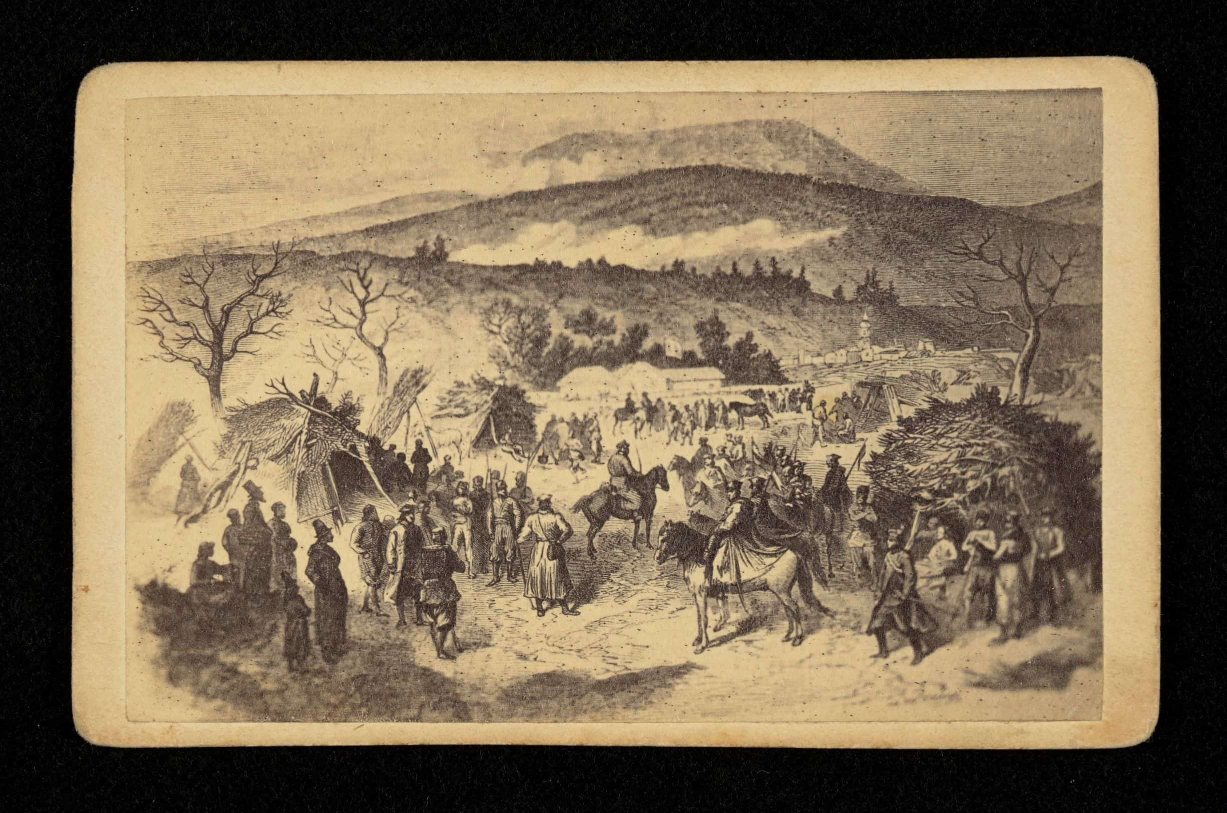 Obóz Langiewicza w Górach Świętokrzyskich (luty 1863). Rys. J. Worms. Źródło: Polona