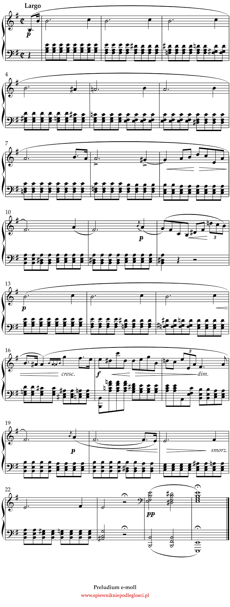 preludium e-moll Chopin nuty