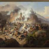Bitwa pod Somosierrą. Obraz autorstwa Januarego Suchodolskiego (1860 r.). Źródło: Muzeum Narodowe w Warszawie