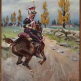 A cavalryman on a Driveway. Painting by Wojciech Kossak (1925). Source: National Museum Warsaw
