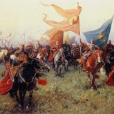 Bogurodzica. Pintura a óleo de Józef Brandt (1909). Fonte: Pinakoteka Zaścianek