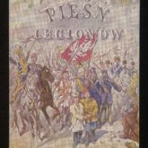 Cartão postal patriótico com citação da Mazurka de Dąbrowski, conforme Juliusz Kossak. Fonte: Polona