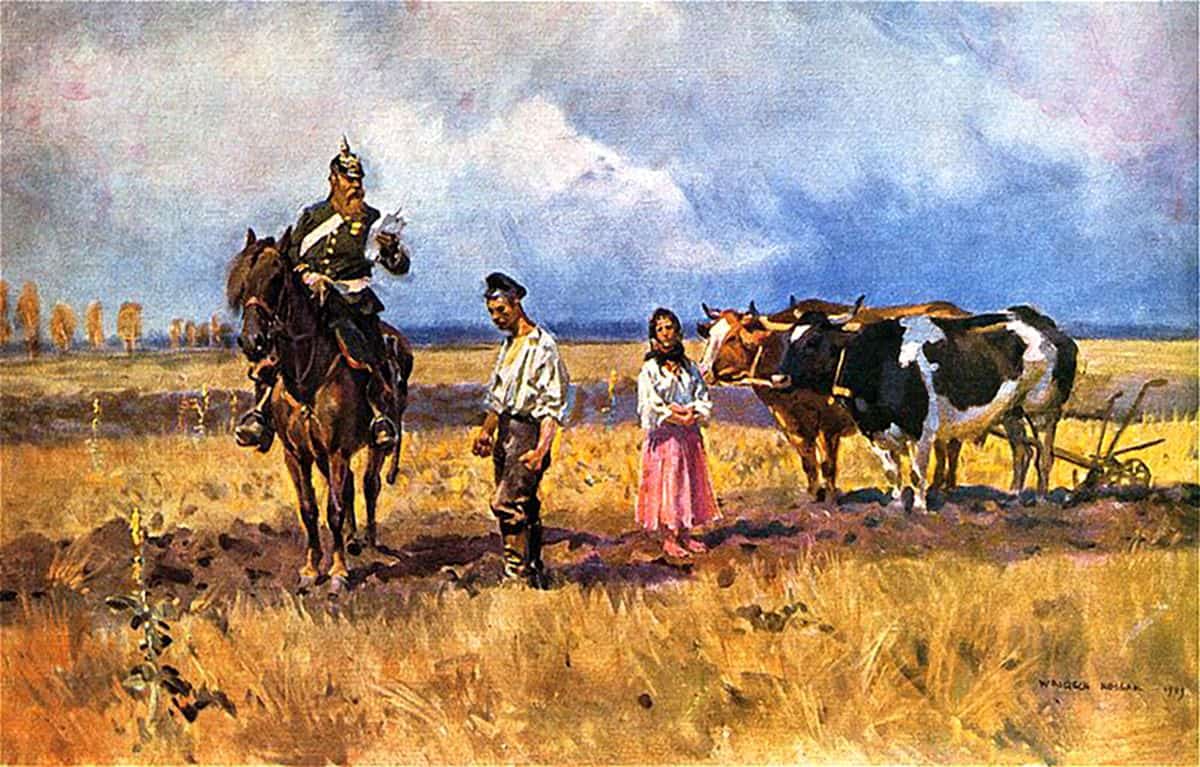 Prussian Deportations painting by Wojciech Kossak, 1909. Source: Wikipedia