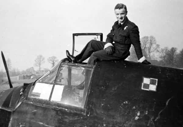 Second Lieutenant, Pilot Grzegorz Bukowiecki from 307 Squadron on a Beaufighter VIF. Exeter, second half of 1942
